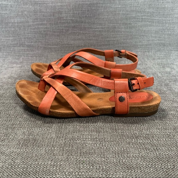 bussola Shoes - Bussola Maynila Leather Strappy Sandal Flip Flop Orange Womens 8.5 US EUR 39